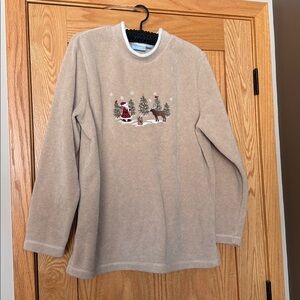 Croft & Barrow Sport Cream Fleece Christmas top